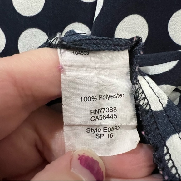 J. Crew 10 Navy Blue White Polka Dot sleeveless Tank Top O1 - Picture 4 of 4
